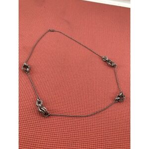 Signed Ann Taylor Loft Silver Tone Rhinestone Statement Necklace Asymmetrical 32